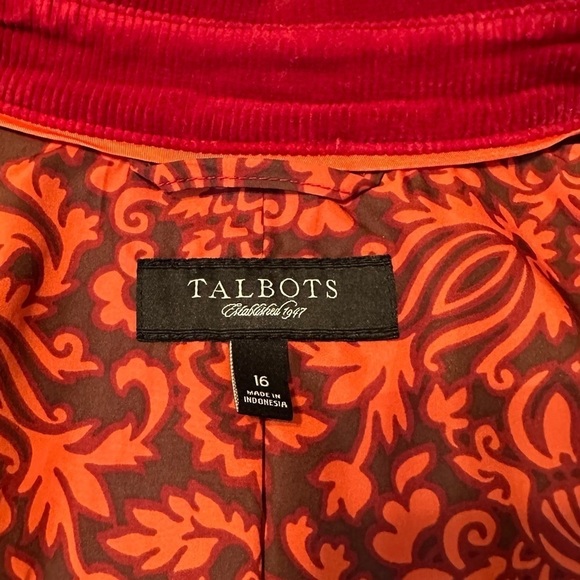 Talbots Corduroy Button Front Round Neck Red Jacket - 16 - Picture 4 of 14